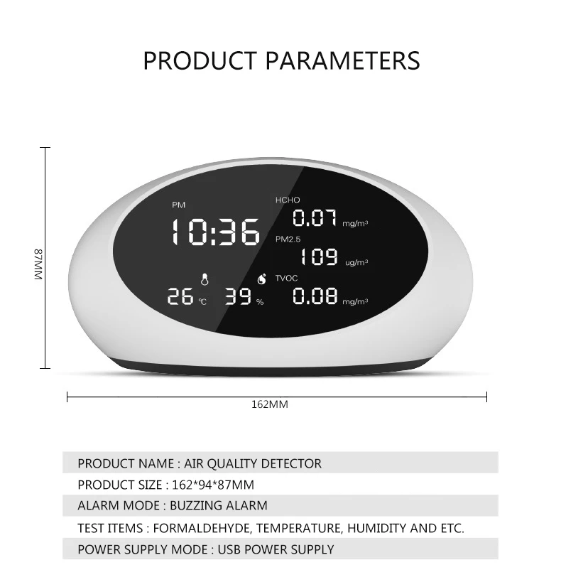 PRACMANU цифровой детектор качества воздуха PM2.5 Газоанализаторы и HCHO& TVOC тестер метр монитор тестер с перезаряжаемой батареей