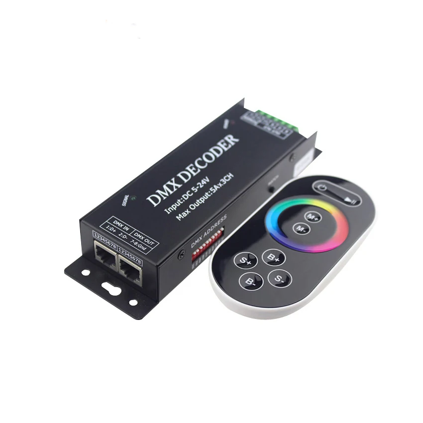 

DC5-24V strip DMX decoder led controller dmx512 signal convert PWM signal drive rgd led strip wireless control 11 kinds mode