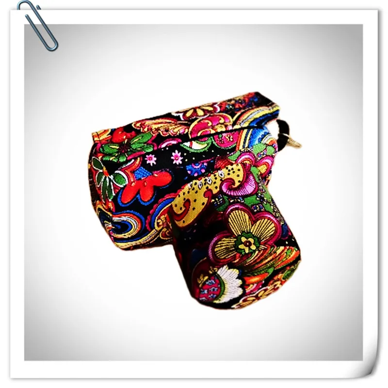 

Flower pattern national style unique handcrafted slr dslr case camera shoulder bag free shipping