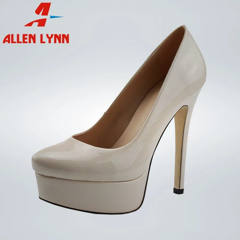 

ALLENLYNN New Fashion Patent Pu Leather Ladies High Heel Platform Shoes Woman Casual Party Office Sexy Spring Autumn Pumps