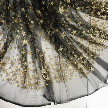 

GLace 1Y/Lot 4colour Mesh sequins fabric star bronzed net fabric for dress cloth performance clothing decoration TX571