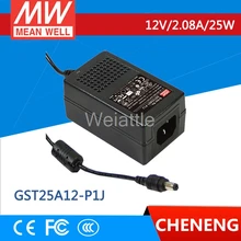 Средний проверенный GST25A12-P1J 12 V 2.08A meanwell GST25A 12 V 25 W Industrial Высокая надежность промышленный адаптер