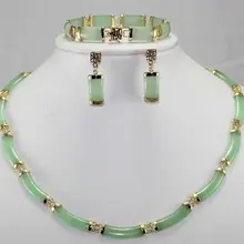 Ветер замечательное слово драгоценный камень благородный с зелёными камнями Серьга браслет ожерелье набор женские ювелирные изделия серебро