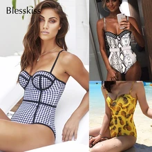 Супер пуш-ап сдельный Купальник для женщин леопардовые стринги купальник женский 1 цельный купальный костюм для женщин одежда