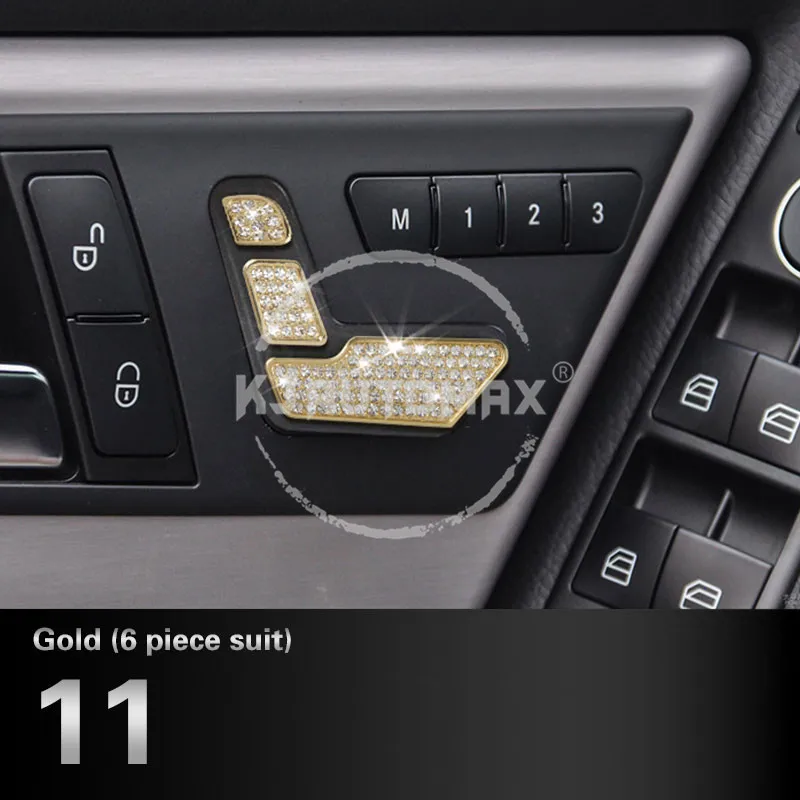 KJAUTOMAX для Mercedes Benze GLK300 GLK260 кристалл украшения автомобиля Стайлинг Дверь Болт Крышка выход коробка для колец кольцо-часы - Название цвета: 11.Golden