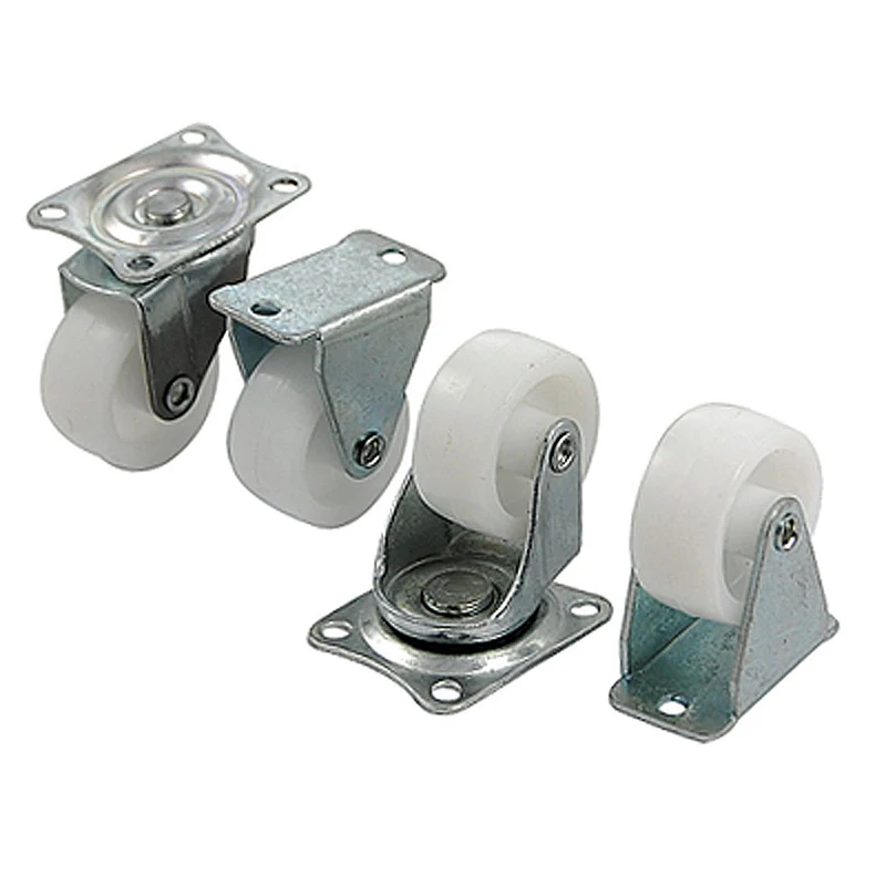 

4 PCS White Silver Tone Fixed Top Plate Swivel Castor + Swivel Caster