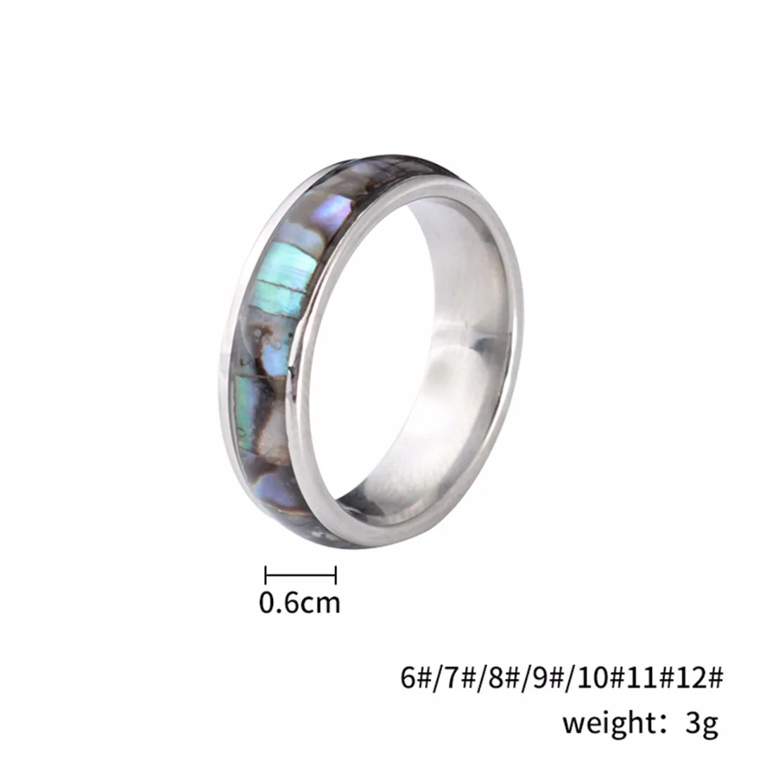 Shellhard Abalone Shell Stainless Steel Finger Rings Wedding Bands for Men Women Comfort Fit  Size 6-12 Lovers Couple's Ring