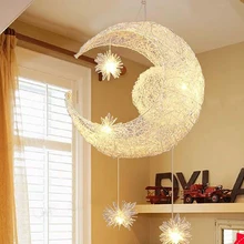 ASCELINA Moon&Star Pendant Lights Kid’s Room Lighting Modern Child Bedroom Lamps Aluminum for Living Room Home Decoration