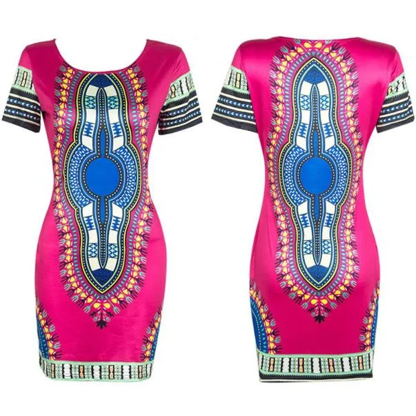 Scolour 2016 Boho Лето Dress Женщины Традиционных Африканских Племен Печати Dashiki Платья Bodycon Клуб Вечеринка Одежда Халат Плюс Размер