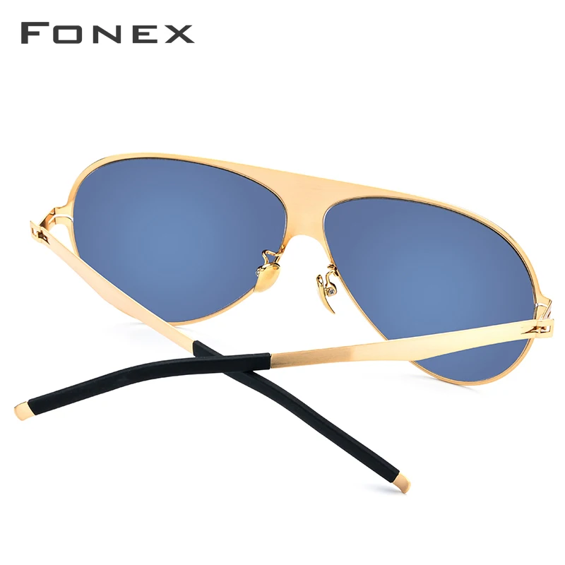 FONEX авиационные поляризационные солнцезащитные очки для мужчин, высокое качество, фирменный дизайн, большие, большие, Безвинтовые очки, солнцезащитные очки для мужчин 856
