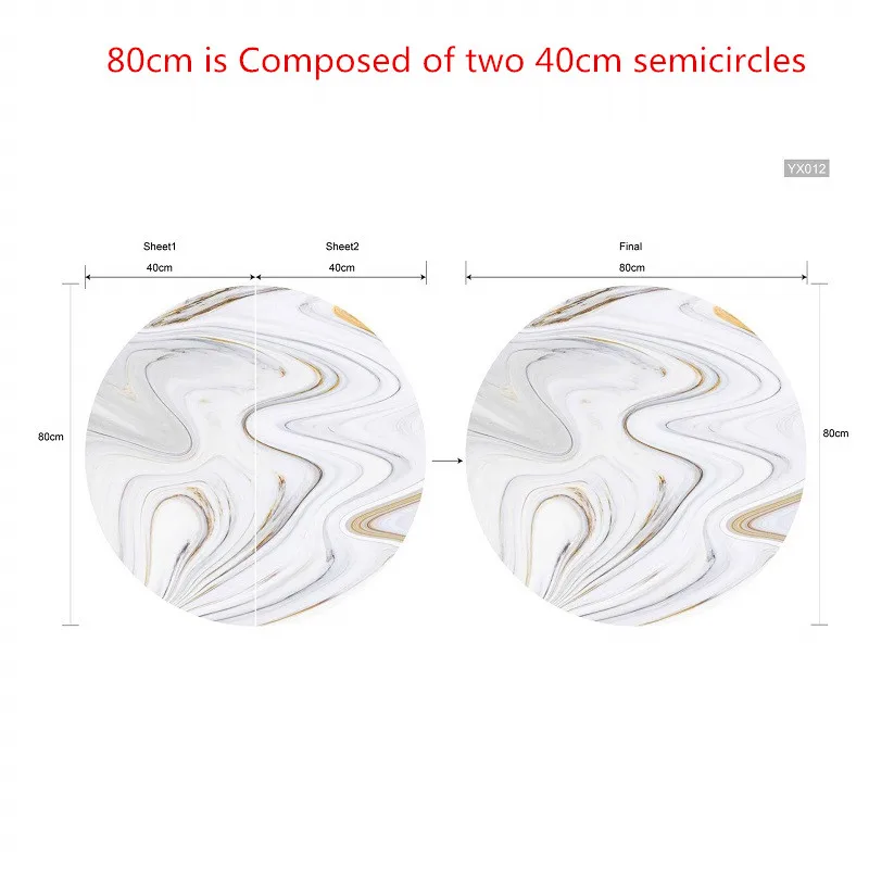 Абстрактная текстура воды мрамор 60-80 см круглая наклейка для стола гостиной спальни водонепроницаемый пол наклейки ПВХ самоклеящаяся пленка - Цвет: 80cm round