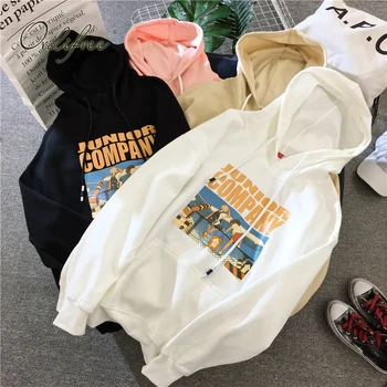 

Ordifree Women Hooded Sweatshirt 2019 Autumn Winter Fleece Warm Hip Hop Loose Casual Print hoodies