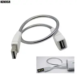 KZKRSR DC5V двойной головкой Гибкая эластичной металлический удлинитель USB мужчин и женщин расширение Мощность применить пробки кабель для USB