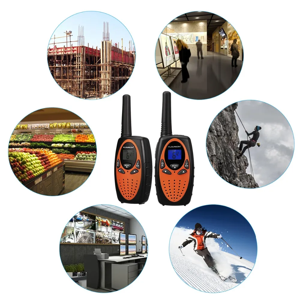 FLOUREON 8 каналов Детские рации UHF400 470MHz 2 Way Радио 3 км переговорные PMR портативные