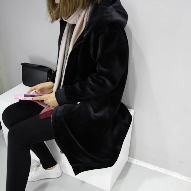 New Autumn Coat Women Fleece Jacket Thick Warm Hooded Basic Coats Jacket