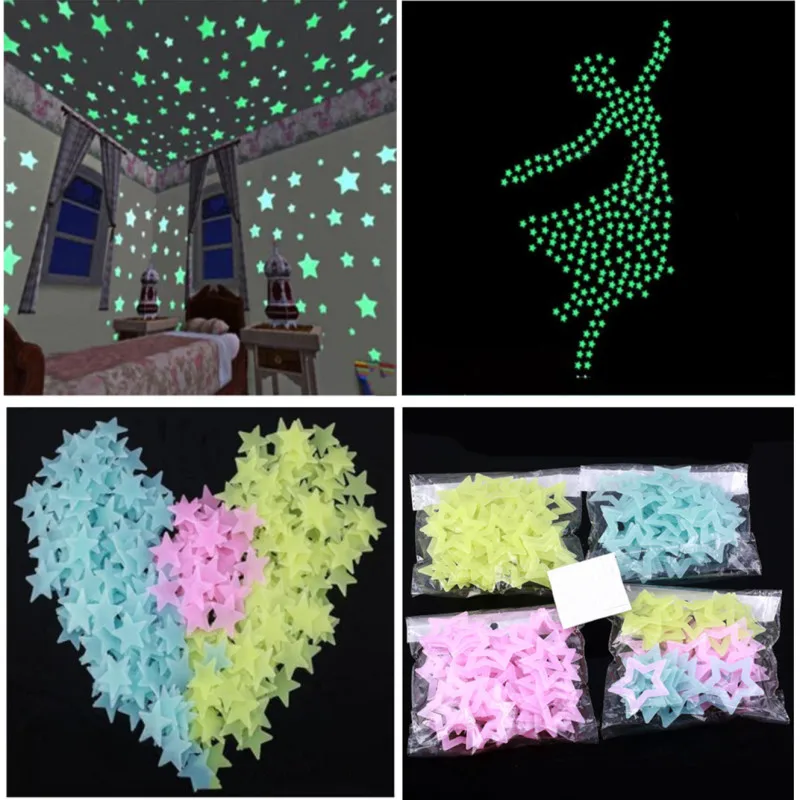 

3D Stars Glow In The Dark Wall Stickers Decal Luminous Fluorescent Wall Stickers For Kids Baby Room Bedroom Ceiling Home Decor