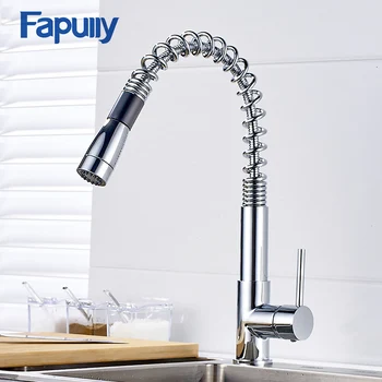 

Fapully Pull Out Kitchen Faucet Chrome Sink Mixer Tap Deck Mounted 360 Degree Rotating Pull Out Faucet Mixer Torneira 160-33C