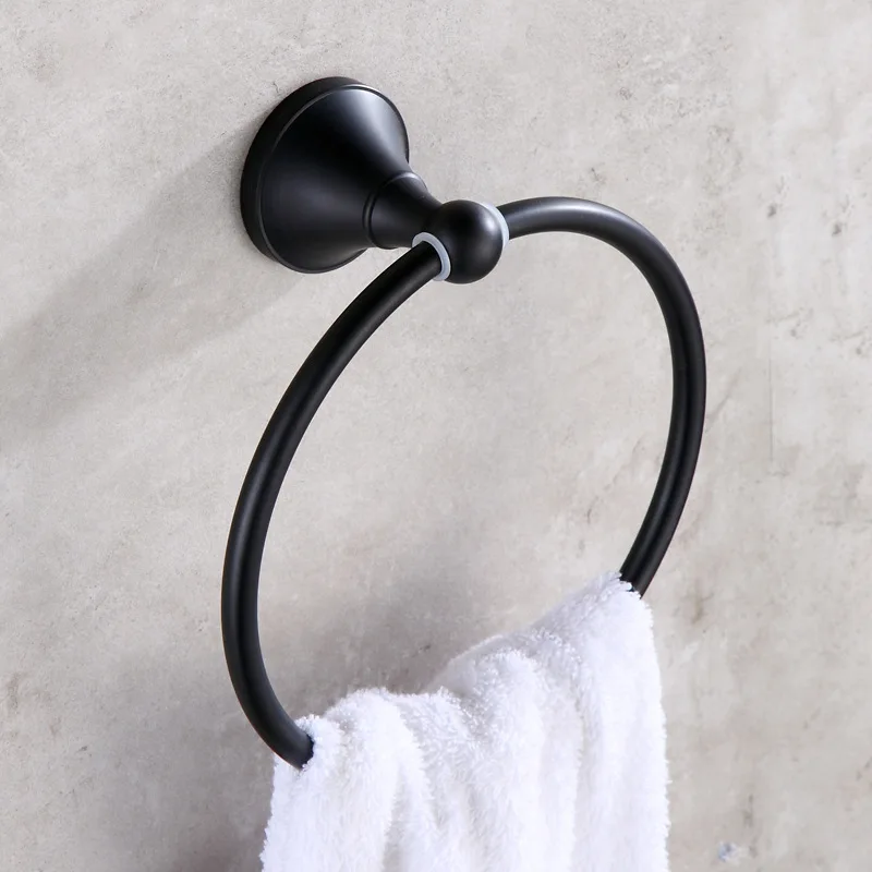 OKAROS, Европейский классический держатель для полотенец для ванной комнаты, держатель для полотенец, вешалка для полотенец, масляная бронза, алюминиевые аксессуары для ванной комнаты - Цвет: Black