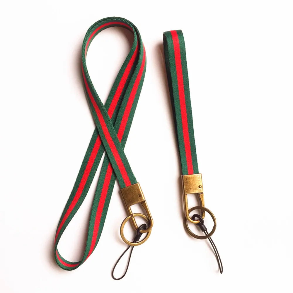 

Soft Woven Stripe Neck Lanyard and Hand Wrist Strap for Cell Phone Camera KeyChain ID NameTag Badge Etc Device With Bronze Hook