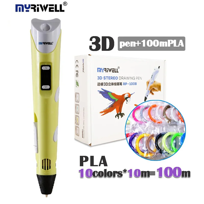 

Myriwell 2nd 3D printing Pen, 1.75mm PLA,LED display,3D Creativity Pen,Child's best Christmas/birthday gift,3D Doodle Arts pen