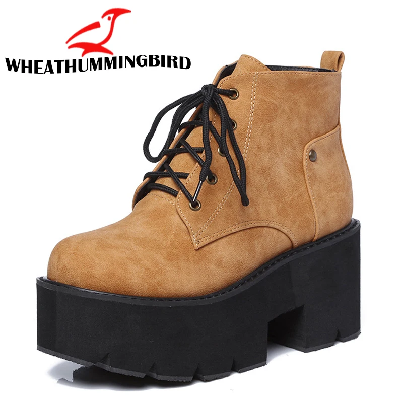 

Punk boots women platform boots High Heel winter shoes Lady Ankle Boots Fashion Female Black shoes Boots Zip Thick Soled MD-53