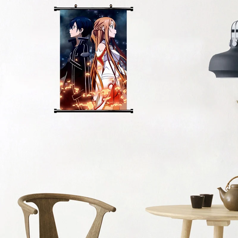 Японский аниме меч искусство онлайн САО хорошее качество живопись облицовочный плакат белая бумага на стену для дома и бара Декор