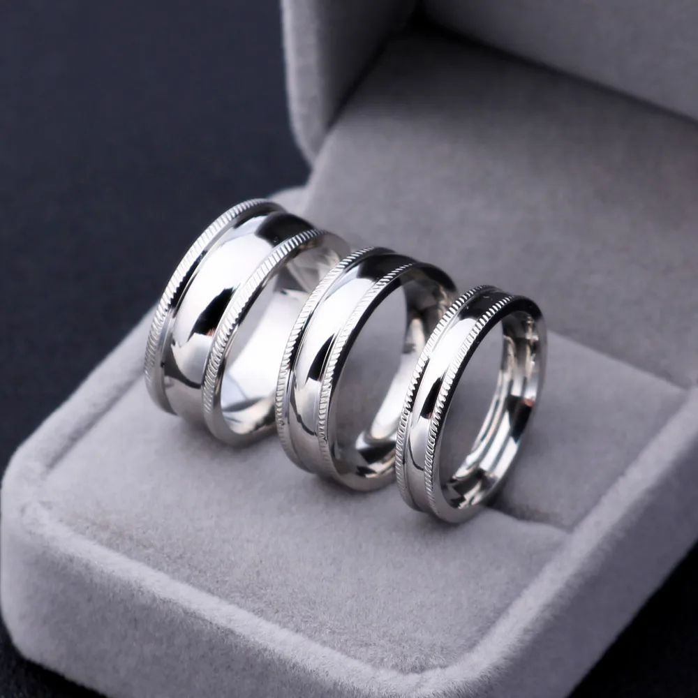 남녀공용 스테인리스 스틸 라이트 광택제 반지, 연인 맞춤 각인 반지, 4mm, 6mm, 1 개