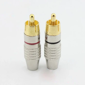 

6pcs Solderless Audio AV Video Connector 270 RCA Plug Lotus Plug Metal Silver Red Black