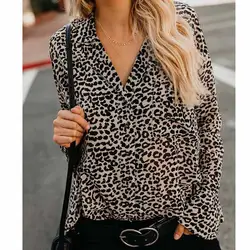 Новинка 2019 весна осень Повседневный город нерегулярный подол MS горячий стиль с длинным рукавом леопардовая Свободная Женская блузка с