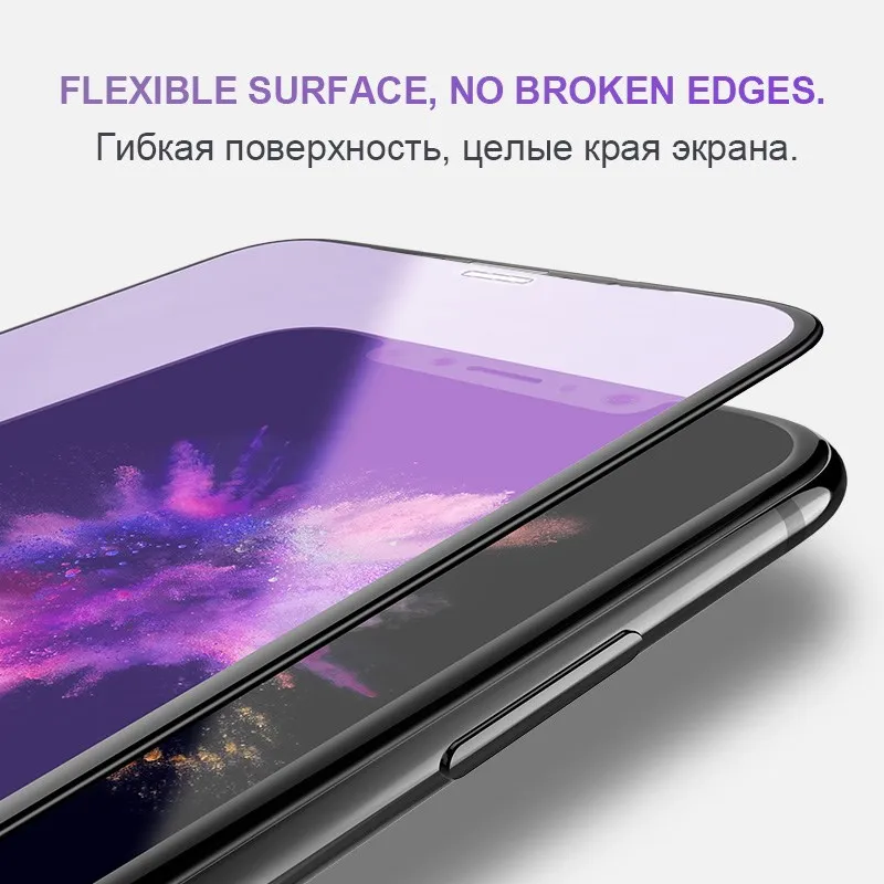  Für iPhone 11 Pro Max 3D Gebogen Gehärtetem Glas Weiche Kante High Definition Anti Blau Licht Scree