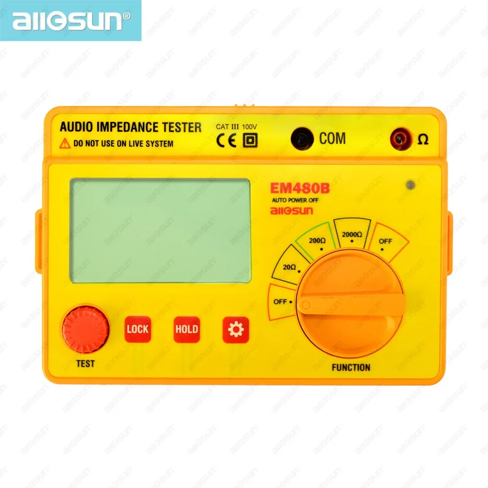  ALL SUN EM480B Audio Impedance Tester Portable CATIII Test Ranges 20/200/2000 Resistance Meter 1KHz