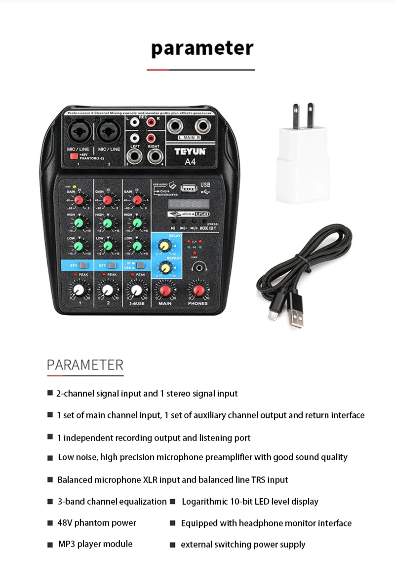 FELYBY mixer professional home USB Bluetooth small with reverberation belt amplifier stage performance live mixer