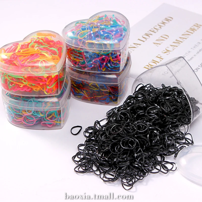 

2500PCS Girls Heart Box Disposable Elastic Hair Band Children Ponytail Holder Rubbre Band Gum For Hair Headband Hair Accessories
