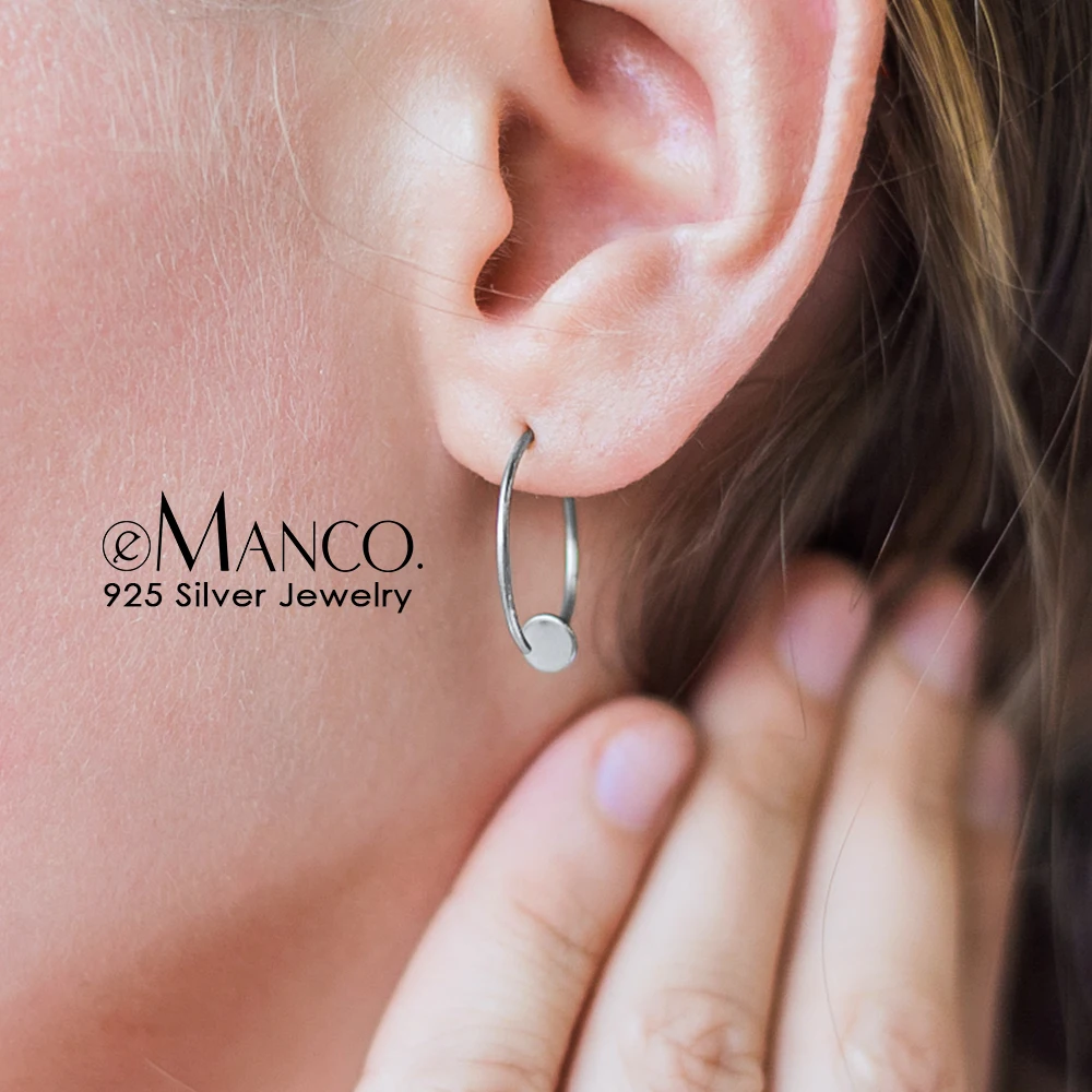 

Sterling Silver 925 Hoop Earrings for Women Gold Color Circle Simple Earrings for Women Korean Fashion Fine Jewelry 328