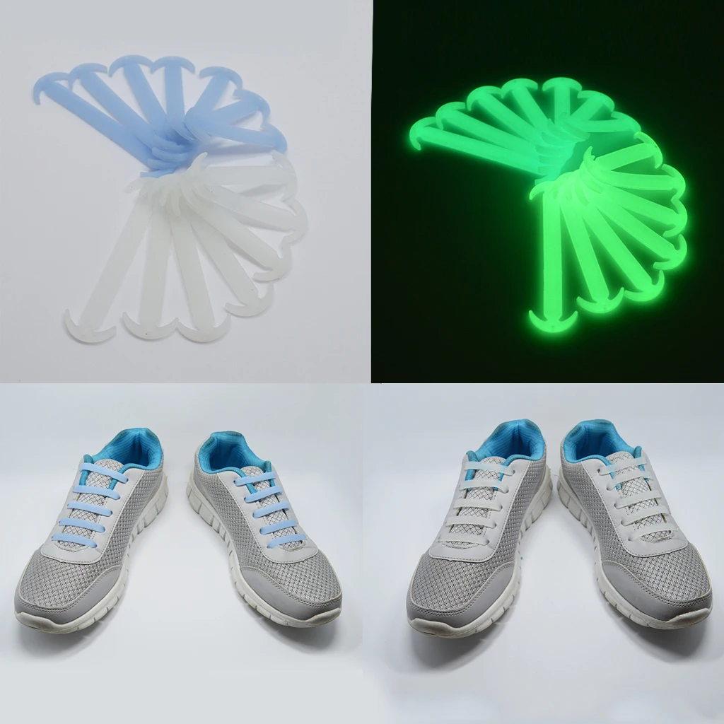 

14Pcs No Tie Luminous Shoelaces Women Men Elastic Silicone Sneaker Laces