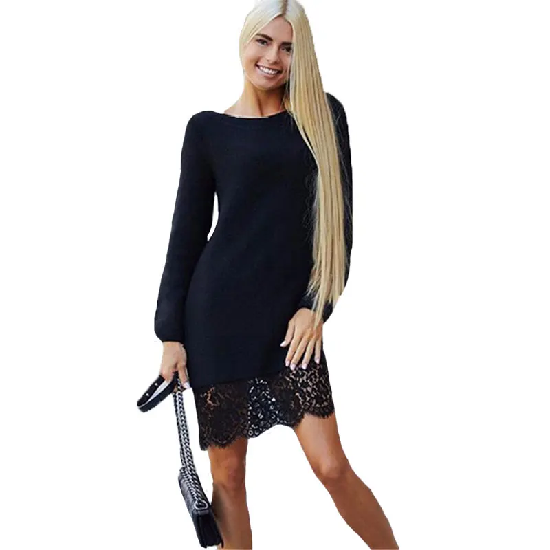 2017 Новая Мода Весна Трикотажные Dress Женщины С Длинным Рукавом для Торжеств и