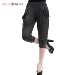 AKSLXDMMD шаровары Для женщин Свободные Летние штаны 2019 новый большой Размеры 6XL карманы плиссированные повседневные эластичные брюки талии