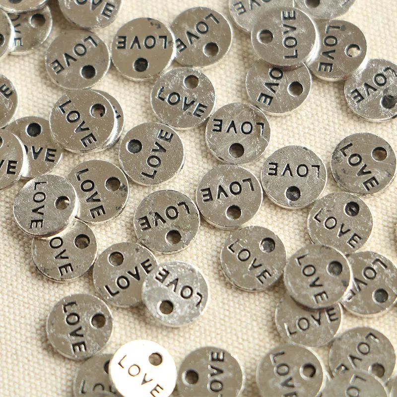 50pcs Tibetan BRONZE Plated plates hand made Charms Pendants for Jewelry Making DIY Handmade Craft 8mm