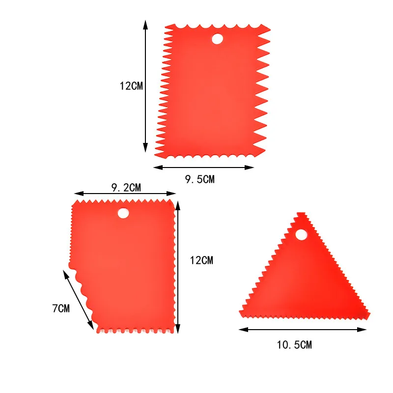 Hifuar 3 шт./компл. шпатели выпечки инструменты Пластик скребок торт Гладкий край сбоку для украшения торта гребень помадка, кондитерские изделия фрезы - Цвет: red