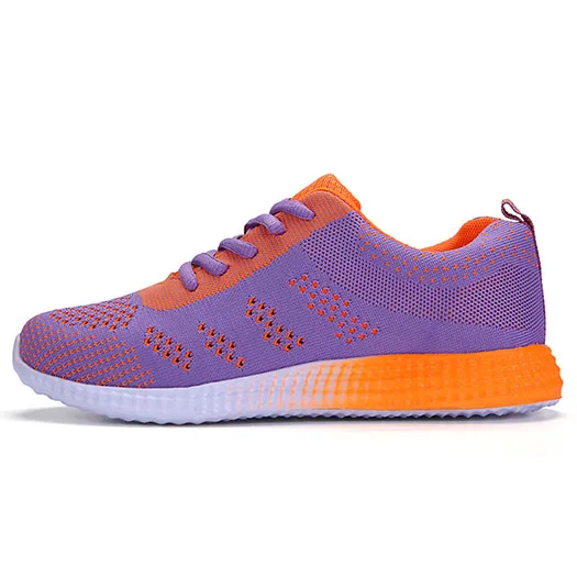 purple orange Недорогие женские эластичные плетенки на плоской подошве; дышащие легкие китайские туфли с круглым носком; модель года; женские дизайнерские слипоны; сезон лето; Прямая - Цвет: purple orange