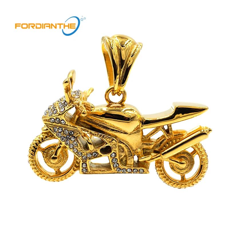

Fashion Gold Men's Motorcycles Jewelry Making Charms Pendant Silver Men Women Stainless Steel 36 L Crystal Metal Pendants