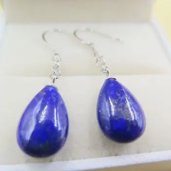 

New Real S925 Sterling Silver Lapis Lazuli Women's Drop Dangle Earrings