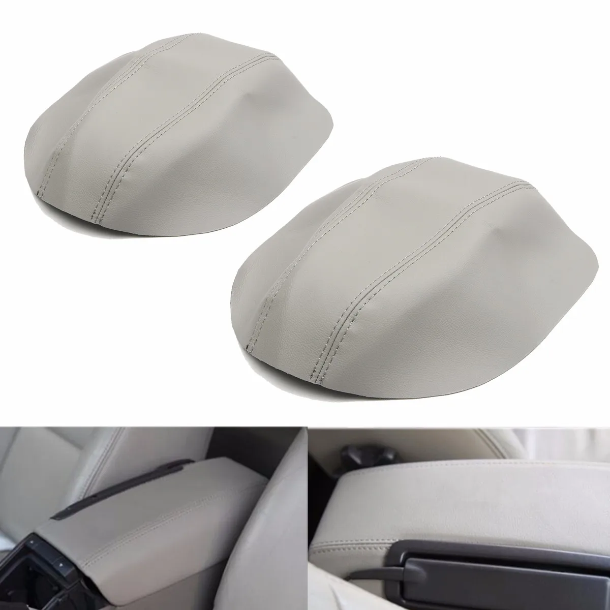 Gray Leather Car Center Console Armrest Cover Lid Pad for Volvo S80