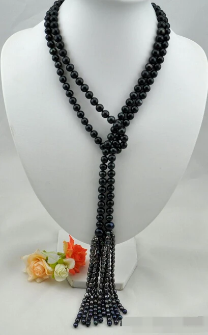 

Miss charm Jew1455 Fashion 10mm round black freshwater pearl necklace 50inch