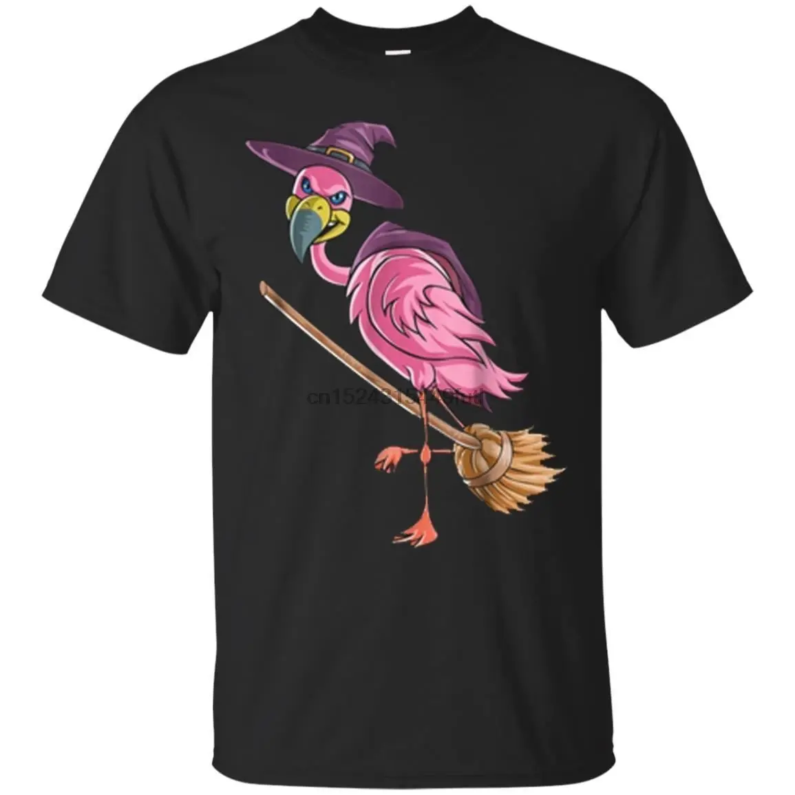 

Halloween Flamingo Witch Black Mens T-Shirt Funny Shirt short Sleeve S-3XL