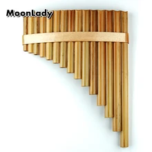 15 Pipes Pan Flute G Key Chinese Musical Instruments Original Color Brown Traditional Woodwind Instrument Handmade Pan Pipes