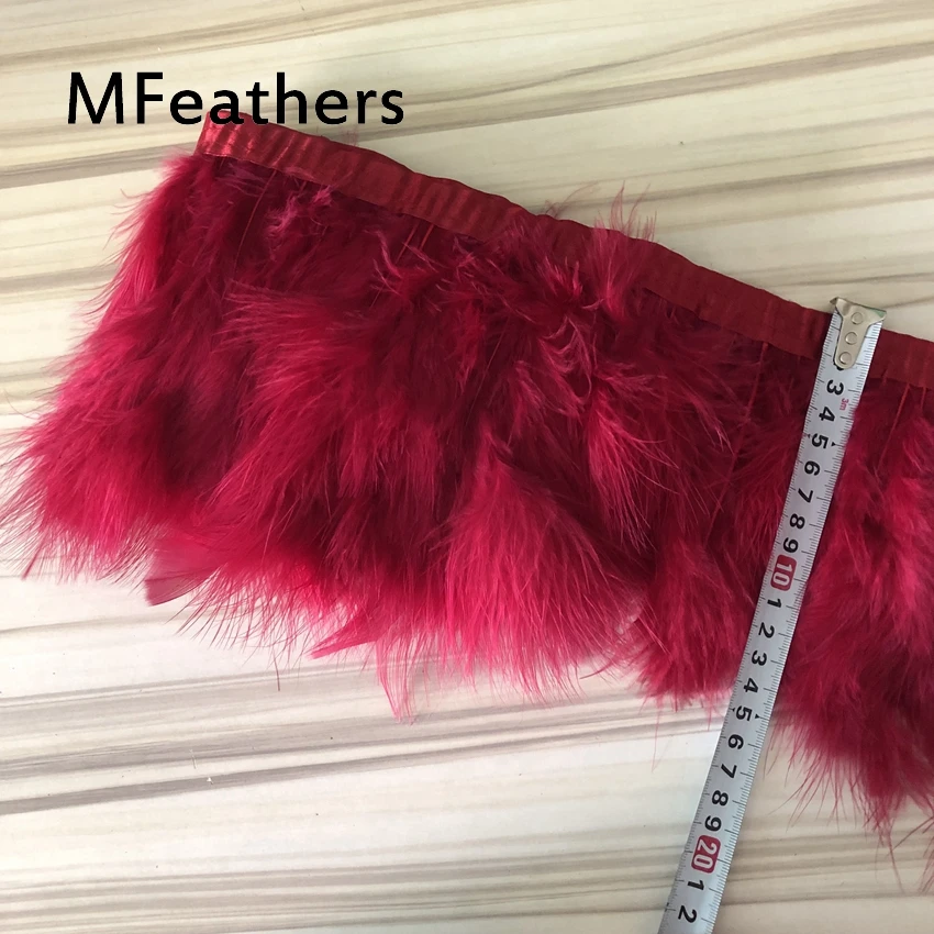 2 Meter Dyed Red color Turkey feather fringe trim 6-8inches chandelle marabou