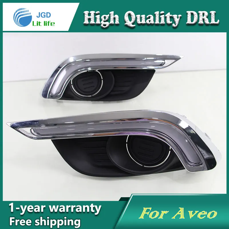 

Free shipping !12V 6000k LED DRL Daytime running light case for Chevrolet AVEO 2015 2016 fog lamp frame Fog light Car styling