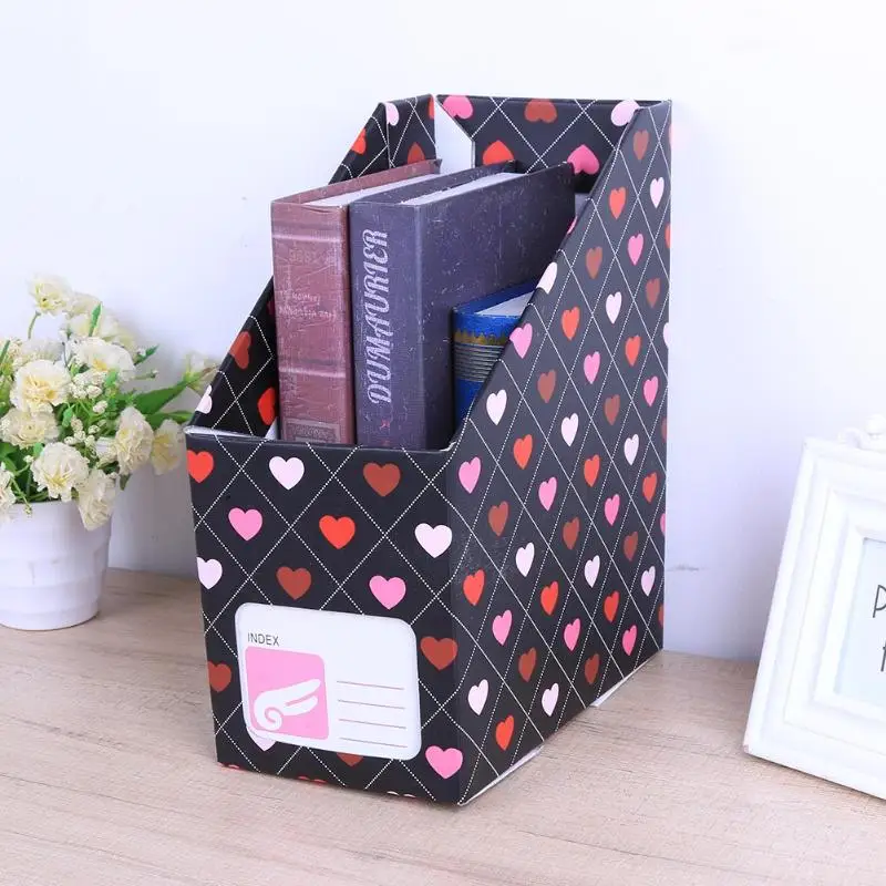 

Desktop File Holder Organizer Box Heart Book Magazine Paper Storage Box Office Desktop File Holder Stationery Container