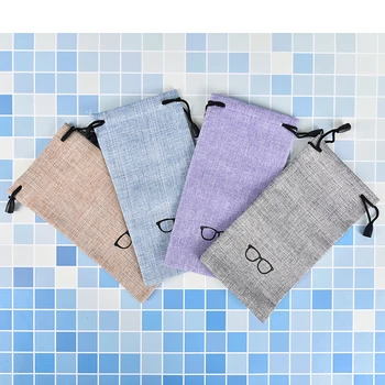 

Portable Linen Fabric Sunglasses Pouch For Eyewear Smooth Surface Container Glasses Bag 4 Colors
